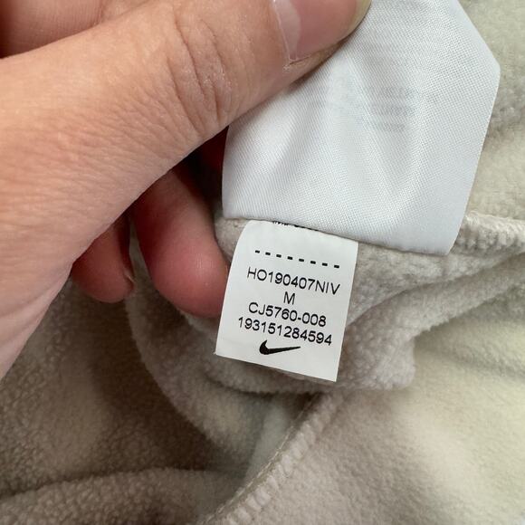 Nike Hoodie Womens Medium Cream Fleece Training Pullover Sweater - Picture 5 of 9